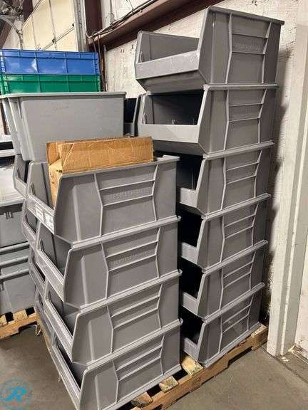 (19) Gray Plastic Storage Bins With Dividers - Roller Auctions