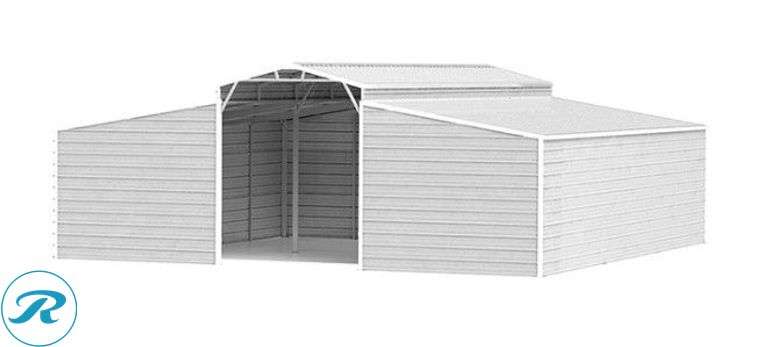 New KJ K3335 Prefabricated Metal Horse Stable and Barn, 33' x 35' x 13' (Box Damaged in Shipping) - Roller Auctions