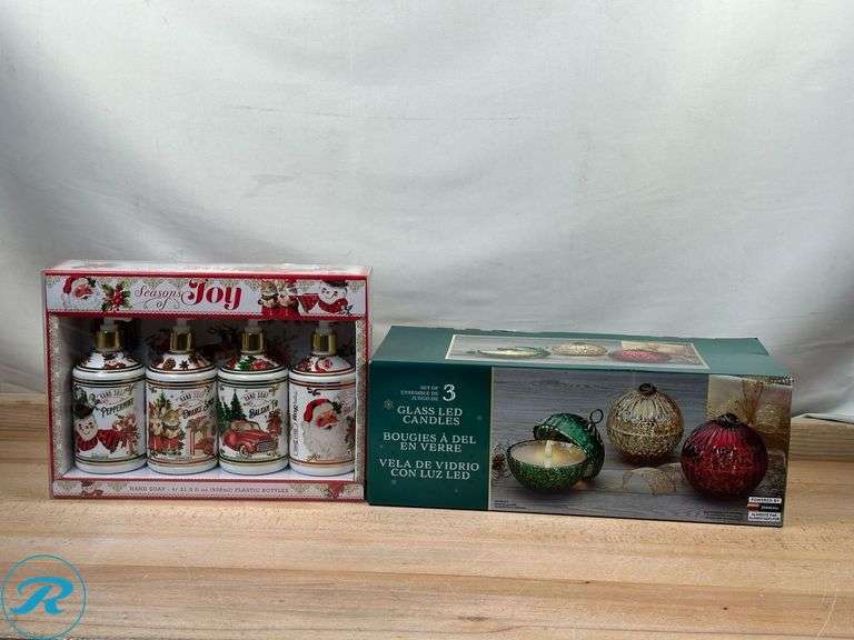 Glass Ornament With LED Candle Set 3 Piece- New; Home&Body: Seasons of Joy Liquid Hand Wash 4 x 636ml- New