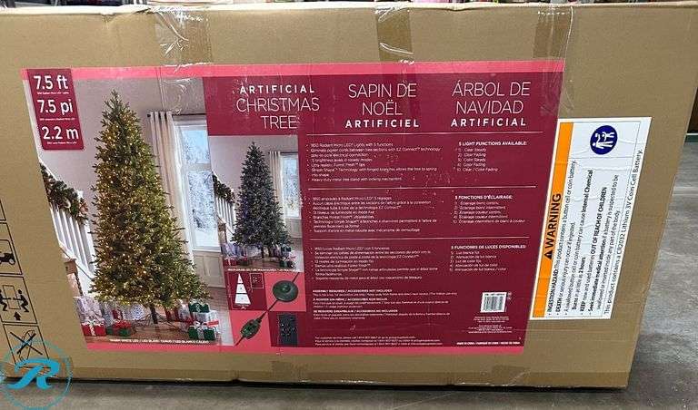 7.5 ft Pre-Lit Aspen EZ Connect Artificial Christmas Tree, 1,850 Color-Changing Radiant Micro LED Lights - New - Roller Auctions
