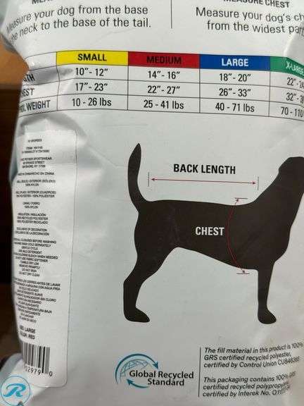 (3) 32 Degrees Heat: Dog Jacket, Red Flannel, Large- Like New - Roller Auctions