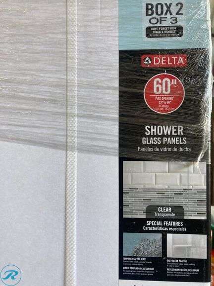 (1) New Delta Kesara Matte Black 53-in to 60-in W x 72.99-in H Frameless Clear Glass Sliding Soft Close Shower door - Roller Auctions