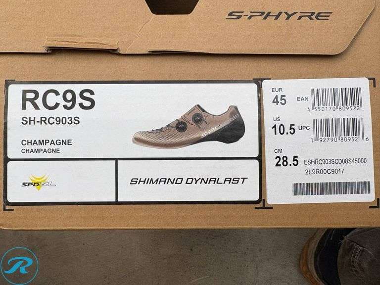 Shimano S-Phyre RC9S Cycling Shoes, Champagne, Size 45 (US 10.5) - Roller Auctions