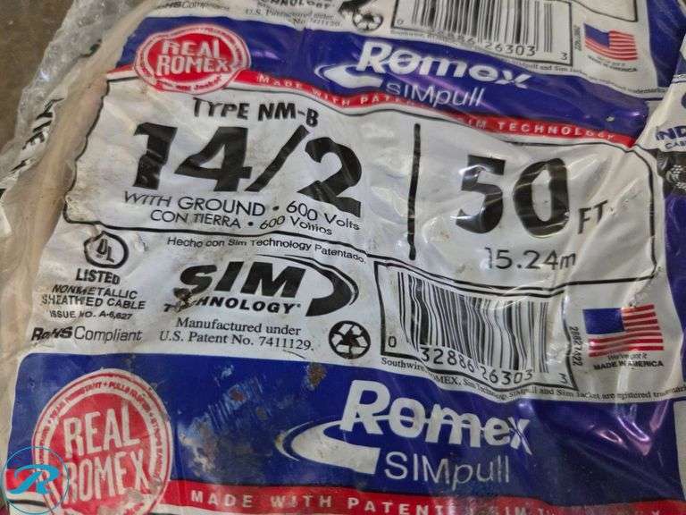 Romex SIMpull Type NM-B 14/2 Indoor Electrical Cable, 50 ft - Roller Auctions