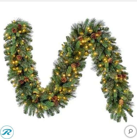 (2) Kirkland Signature: 9’ Pre-lit LED With Twinkle Artificial Greenery Garland- New - Roller Auctions