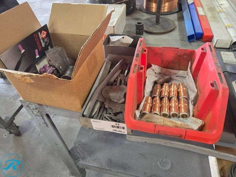 Welding and Fabrication Supplies, Including Copper Nozzles, Tungsten Electrodes, and Metal Files