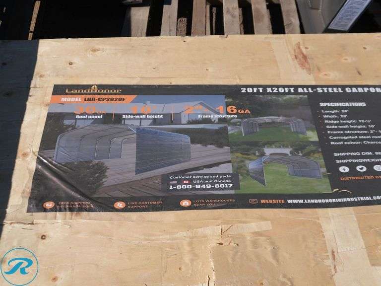 New Land Honor LHR-CP2020F All Steel Carport, 20' x 20' - Roller Auctions
