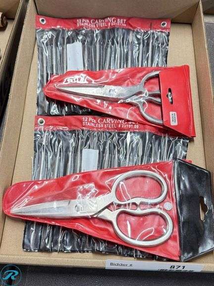 12-Piece Carving Set and Scissors, Stainless Steel - Roller Auctions