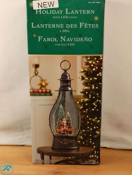 (1) Jumbo Holiday Glitter Lantern with LED Light - New