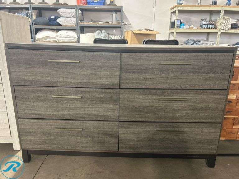 6-Drawer Wood Dresser with Gray Finish, 39″ x 16″ x 36″ - Roller Auctions