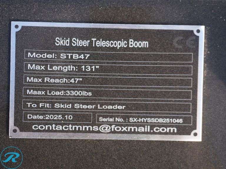 New Giyi GY-STB47 Telescopic Boom Attachment to Fit Skid Steer Loader - Roller Auctions