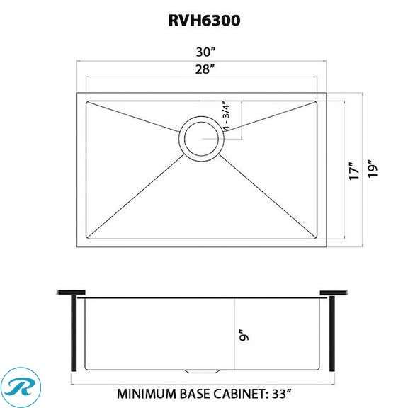 (1) New- Ruvati Terraza Undermount 30-in x 19-in Stainless steel Single bowl 16 -Gauge Kitchen Sink - Roller Auctions