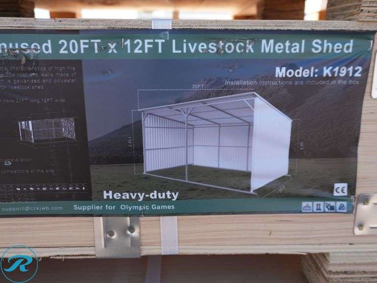 New KJ K1912 Livestock Metal Shed, 20' x 12' - Roller Auctions