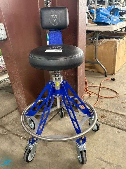 Vyper Industrial Adjustable Shop Stool with Backrest and Casters - Roller Auctions