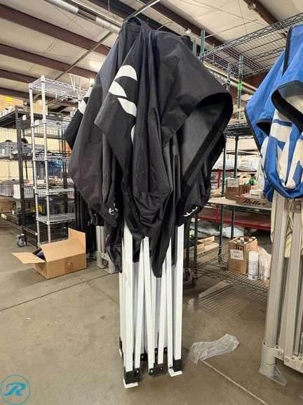 Folding Canopy Frame with Black Fabric Cover - Roller Auctions