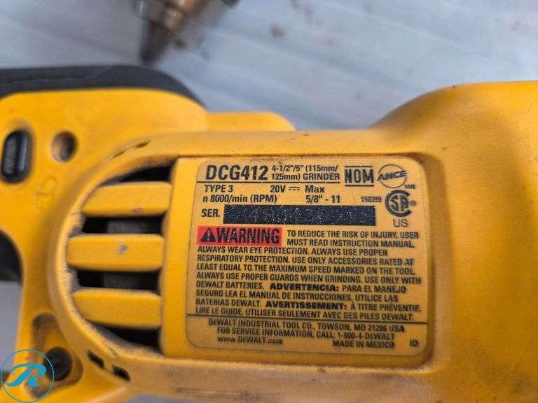 DeWalt 20V Tools Including DCG412 Grinder, DCD780 Drill, and Impact Driver - Roller Auctions