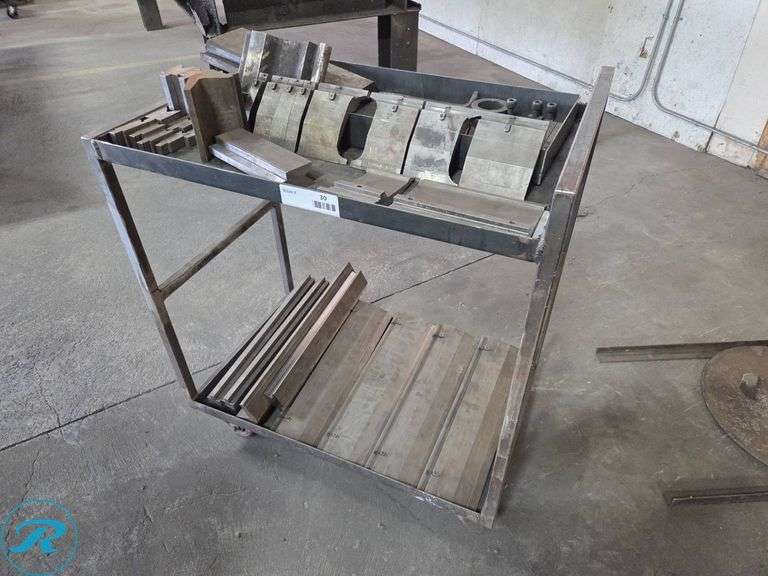 Metal Cart with Assorted Brake Dies and Parts