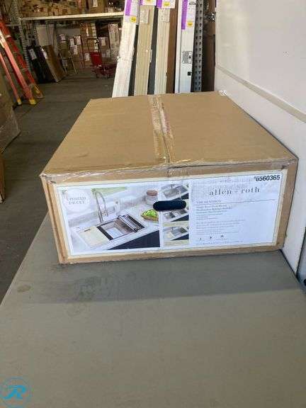 (1) New allen + roth Dennison Drop-in or undermount 33-in x 22-in Stainless steel Single bowl 18 -Gauge Workstation Kitchen Sink All-in-One Kit - Roller Auctions