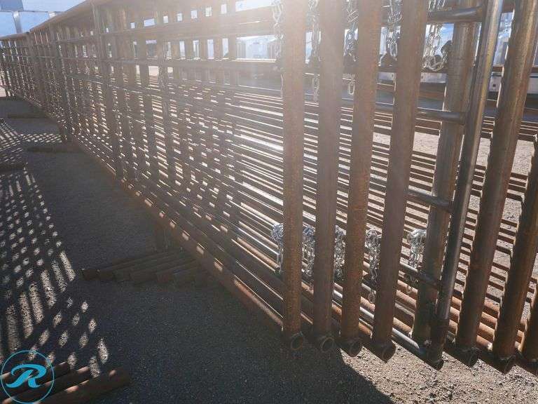 (10) PK Texas Livestock Panels, 24' Long x 56" High, 2 7/8", w/ Gate - Roller Auctions
