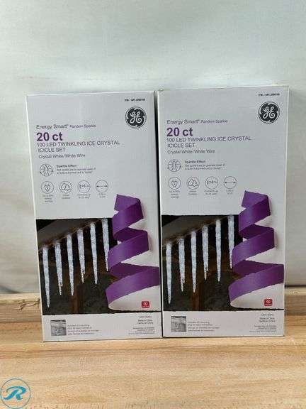 (2) GE: Twinkling Ice Crystal Icicle Set, 20-count- New - Roller Auctions