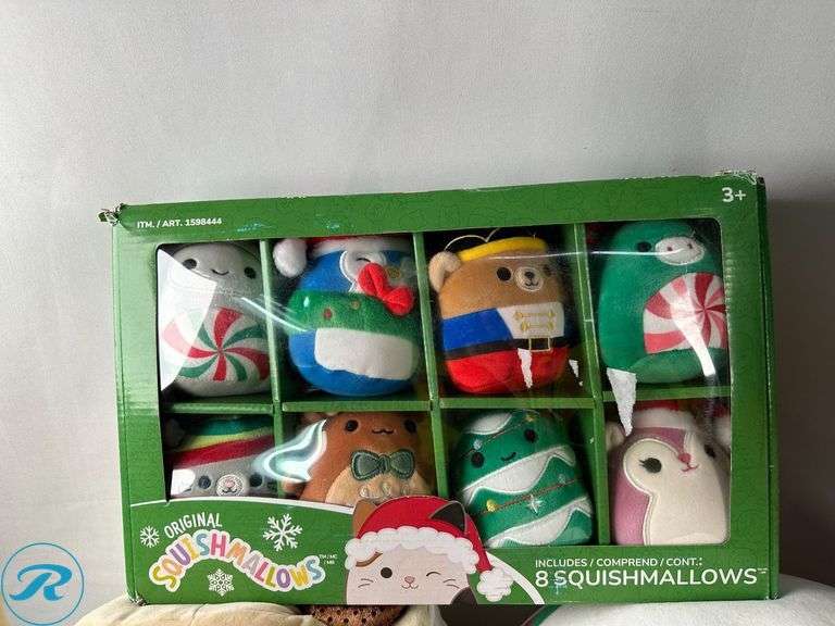(2) Christmas Glass Ornament 18Pc Set Assortment- New; (3) Assorted Squishmallow Products - New - Roller Auctions