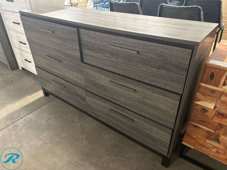 6-Drawer Wood Dresser with Gray Finish, 39″ x 16″ x 36″