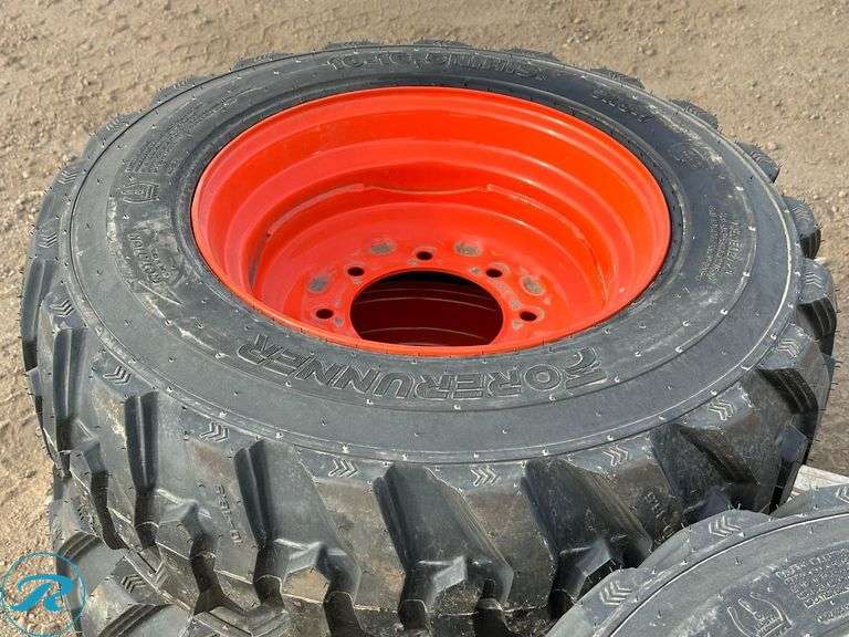 Set of (4) New Forerunner 10-16.5 SKS1 Skid Steer Tires With Wheels, To Fit Bobcat - Roller Auctions