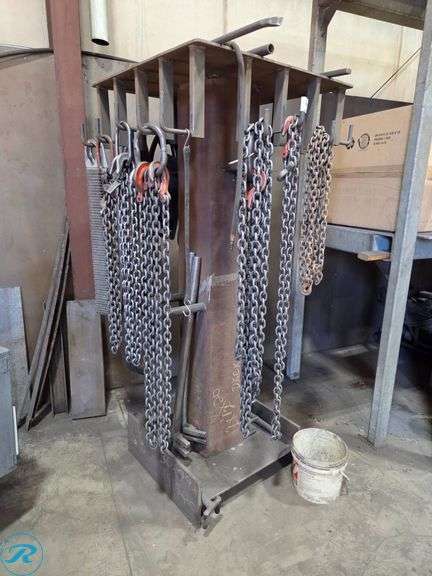 Steel Rigging Storage Rack With Chains and Hooks - Roller Auctions