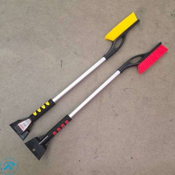 (2) Snowbrush and Ice Scraper Tools with Aluminum Handles