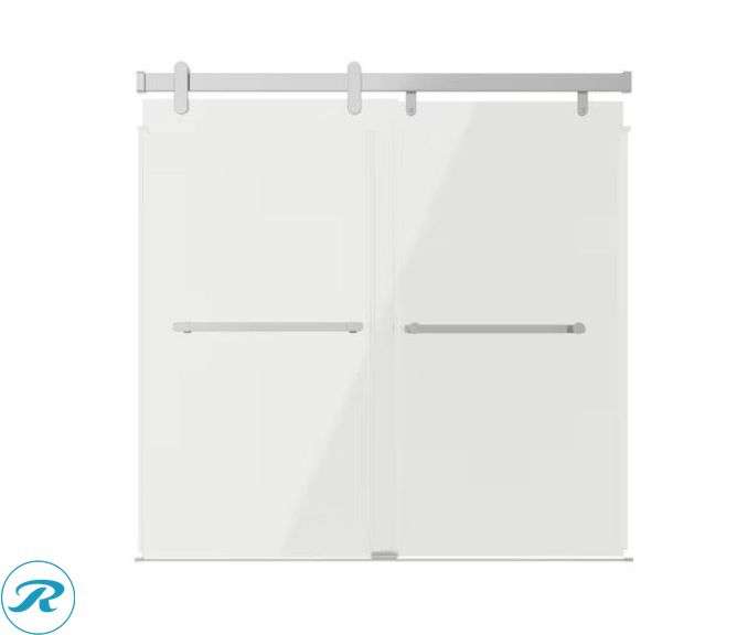 (1) New Delta Cabot Chrome 53-in to 60-in W x 60.25-in H Frameless Clear Glass Bypass Sliding Bathtub door