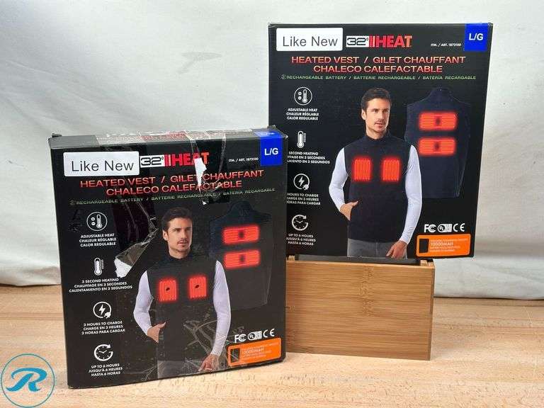 (3) 32 Degrees Rechargeable Heated Vest, (2) Large & (1) X-Large- Like New