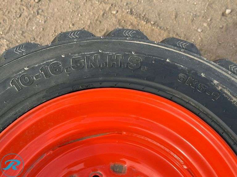 Set of (4) New Forerunner 10-16.5 SKS1 Skid Steer Tires With Wheels, To Fit Bobcat - Roller Auctions