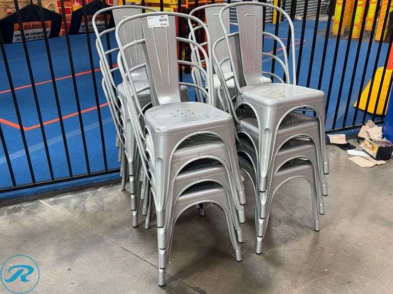 (16) Stackable Metal Dining Chairs