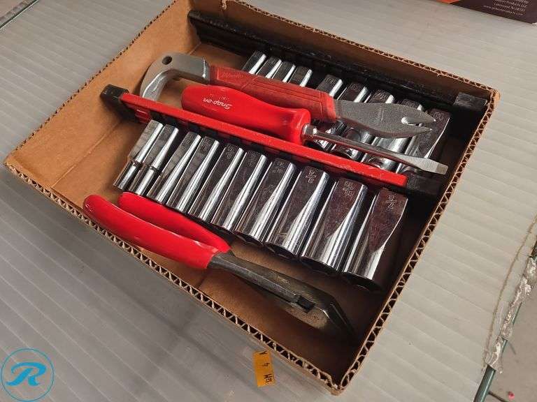 Tray of Snap-on, Milwaukee and Mac Tools