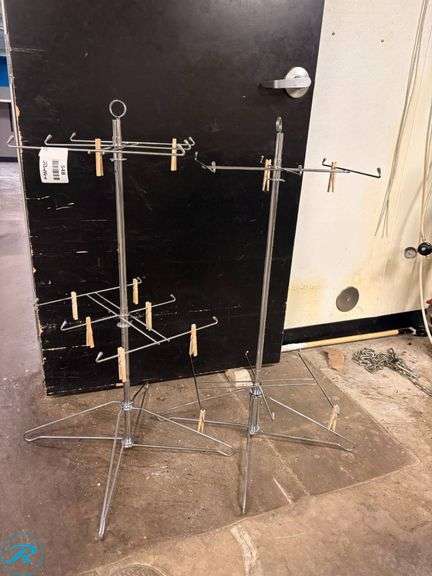 (2) Chrome-Plated Rotating Display Racks with Hooks