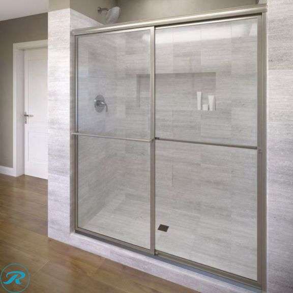 New-Basco Deluxe Brushed Nickel 38-in to 40-in W x 68.0-in H Framed Clear Glass Bypass Sliding Shower door
