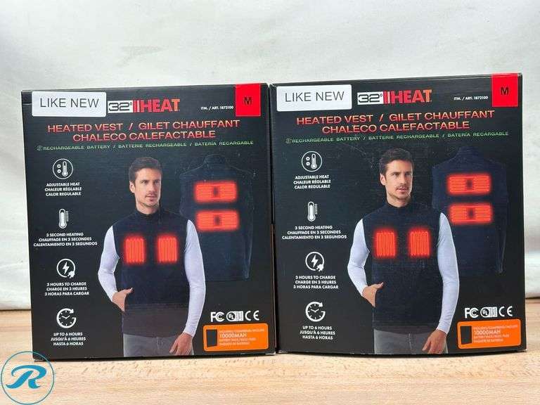 (2) 32 Degrees Rechargeable Heated Vest, Medium- Like New