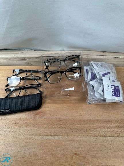 (5) Design Optics by Foster Grant Modern Club Reading Glasses - Used (1) Flents Wipe n Clear Leans Wipe (31) Count - New