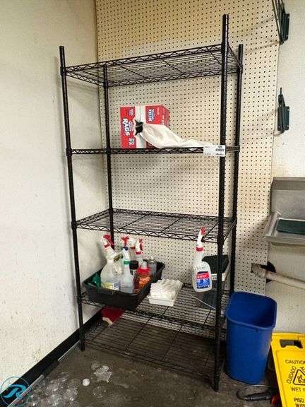 5-Tier Wire Shelving Unit With Cleaning Supplies