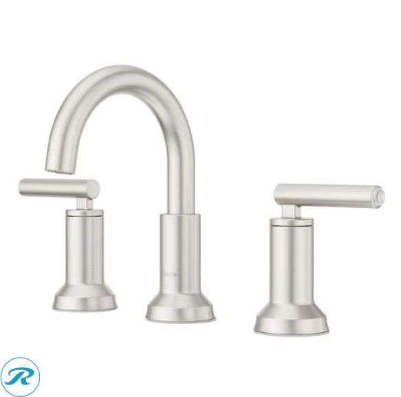 New- Pfister Capistrano Spot Defense Brushed Nickel Widespread 2-handle WaterSense Mid-arc Residential Handle Bathroom Sink Faucet with Drain