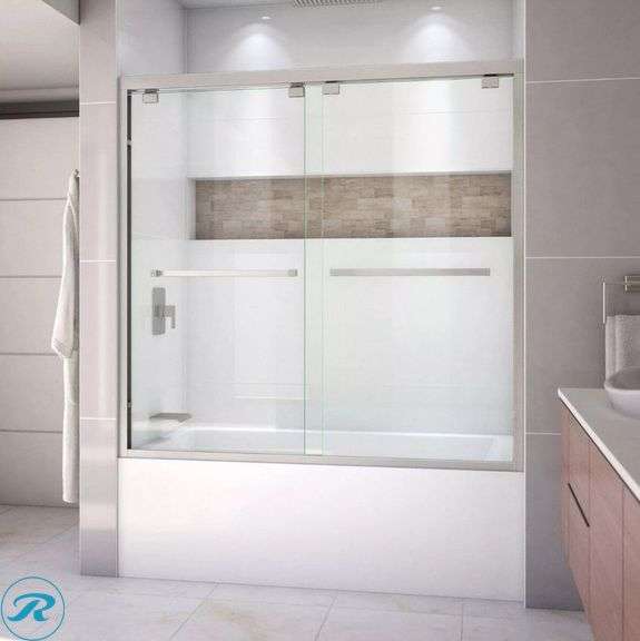 New-DreamLine Encore Brushed Nickel Semi-Framless Bypass Tub Door 56-60 x 58in.