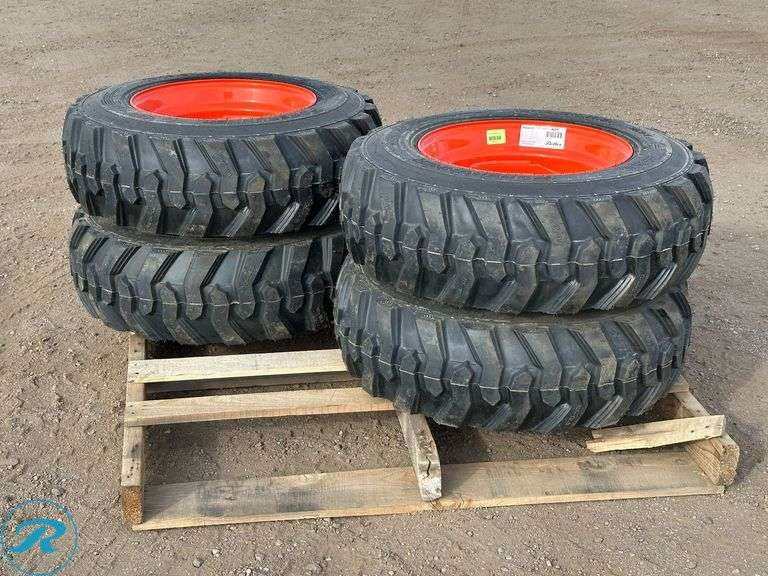 Set of (4) New Forerunner 10-16.5 SKS1 Skid Steer Tires With Wheels, To Fit Bobcat - Roller Auctions
