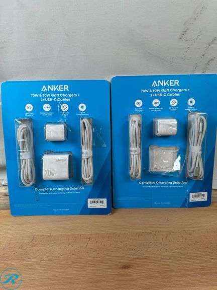 (2) Anker 70W/30W Wall Charger Bundle - Like New/ Missing (1) Charger ...