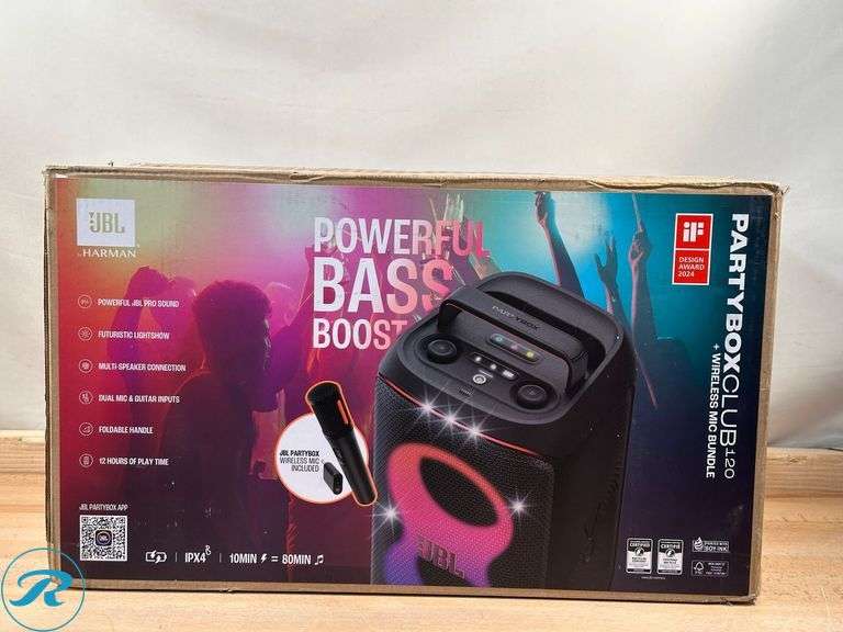 JBL PartyBox 120 Portable Party Speaker with Wireless Microphone - New - Roller Auctions