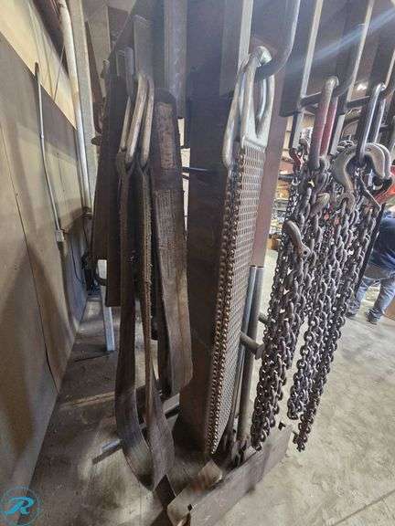 Steel Rigging Storage Rack With Chains and Hooks - Roller Auctions