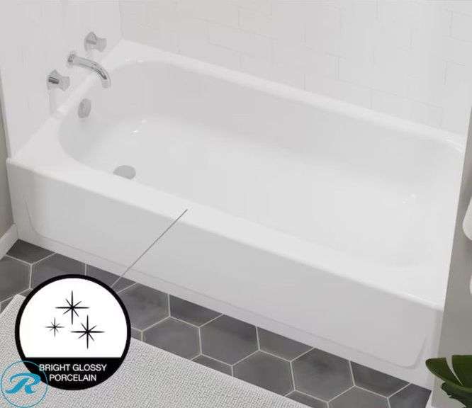 New-MAAX Pro Steel XD 30-in x 60-in White Porcelain Enameled Steel Rectangle Alcove Soaking Bathtub ( Right Drain )