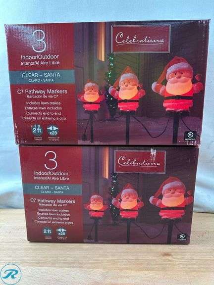 (2) Celebrations 3pk Santa Pathway Markers - New