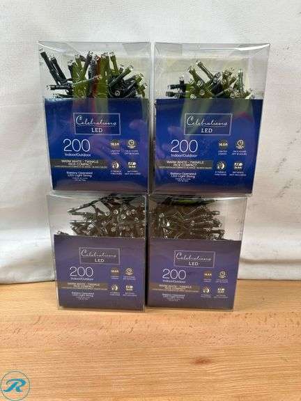 (4) Celebrations LED Rice Compact Warm White 200 ct String Christmas Lights 16.4 ft. - New