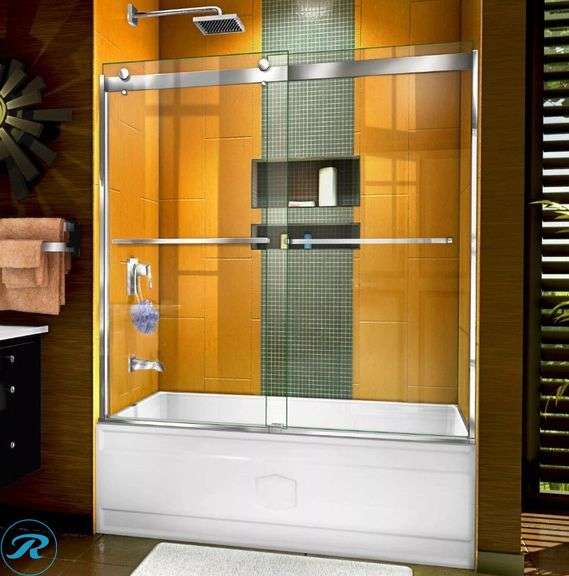 New- DreamLine Sapphire Chrome Frameless Sliding Tub Door  60 x 60in.