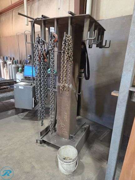 Steel Rigging Storage Rack With Chains and Hooks - Roller Auctions